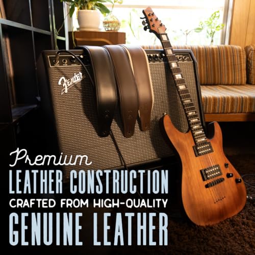 3" Wide Leather Guitar Strap with Foam Padding, Black L93354