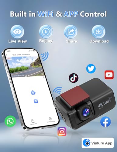 Dash Cam Front and Rear, 4K+1080P WiFi Dual Dash Cam with App, 3" IPS Screen, Night Vision, 24/7 Parking Monitor X881