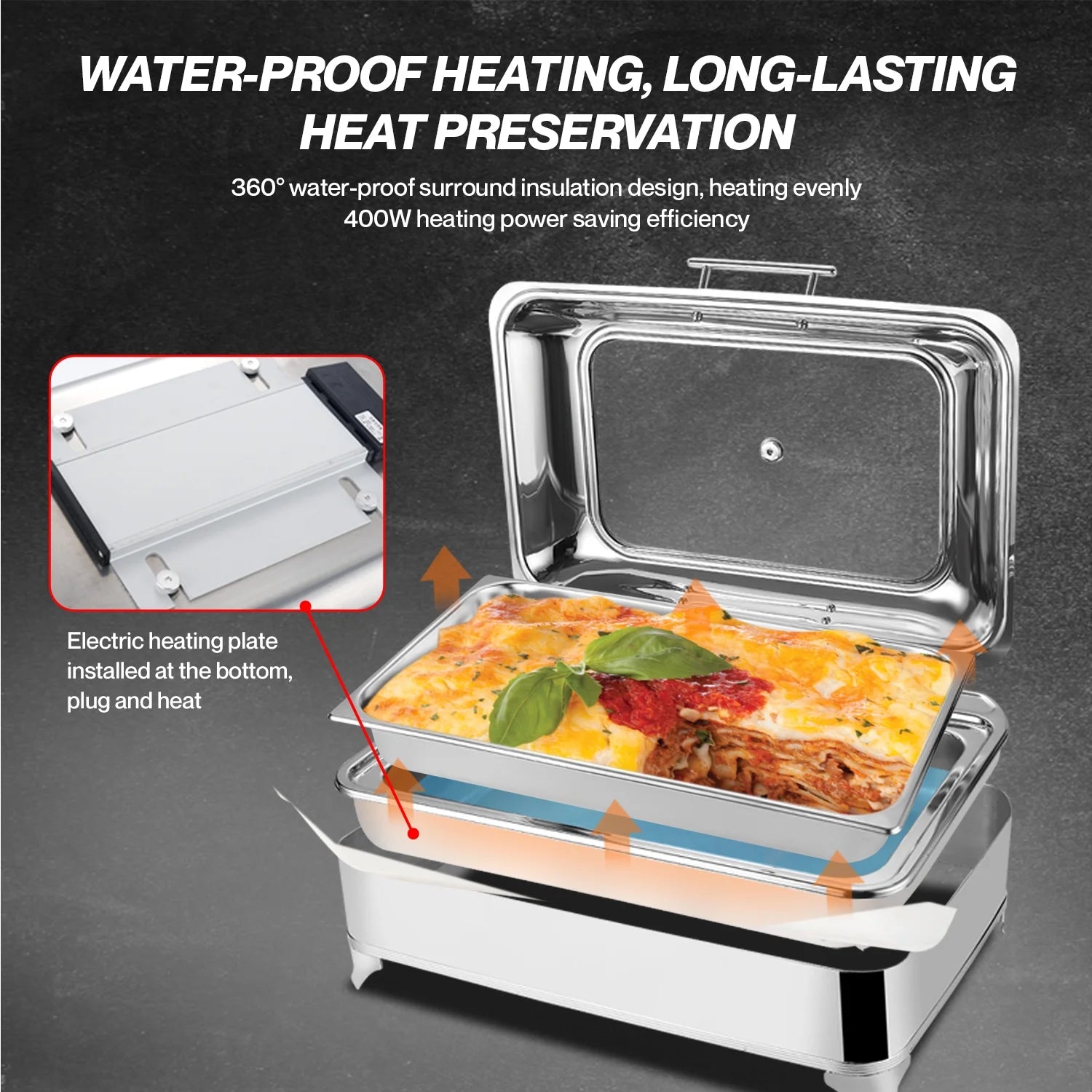 Electric Buffet Server Food Warmer with Glass Window L560068