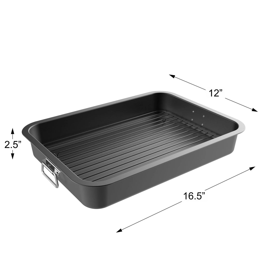 Nonstick Oven Roasting Pan with Flat Rack and Tray H507