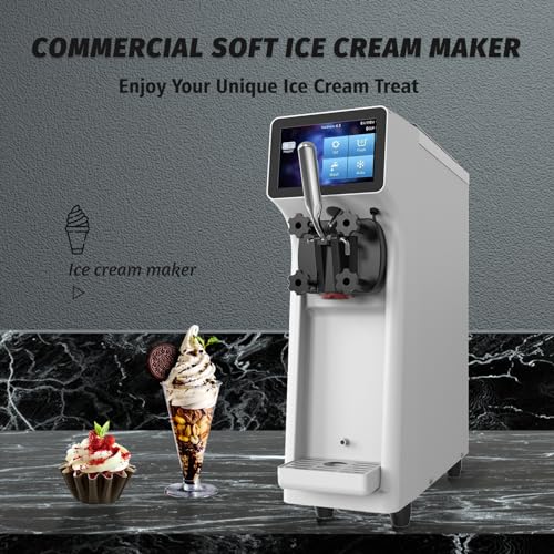 Soft Serve Ice Cream Machine 1000W with Pre-Cooling and Auto Clean O638025