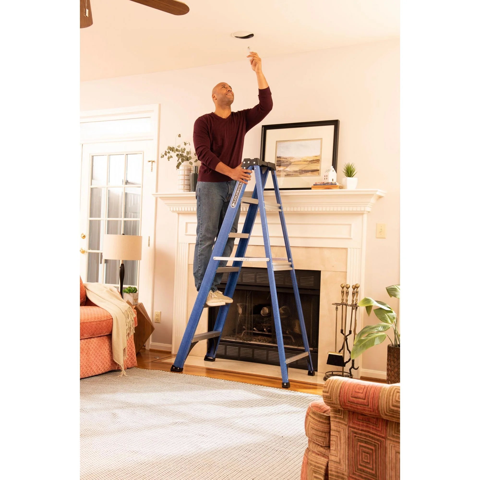 Fiberglass Step Ladder, 10 ft Reach, 225 lb Capacity O6163