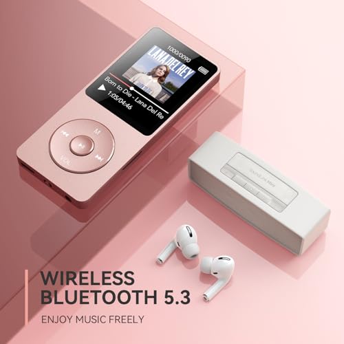 MP3 Player with Bluetooth 5.3, 1.8 Inch Screen, FM Radio, Voice Recorder I138