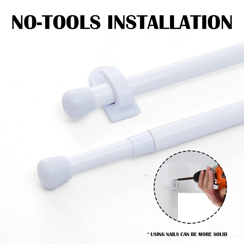 Door Curtain Rods No Drill Telescoping Adjustable White 26-48 Inches M257476
