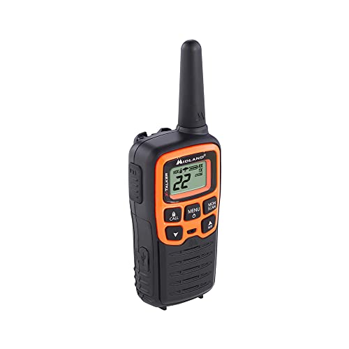 Spotting and Recovery Walkie-Talkie Long Range FRS Two Way Radio for Kids Caravanning with NOAA Weather Alert, 38 Privacy Codes, Black Orange 2 Pack L626895