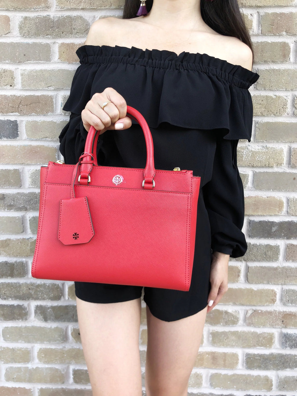 Small Double Zip Tote Satchel Crossbody Bag W711669