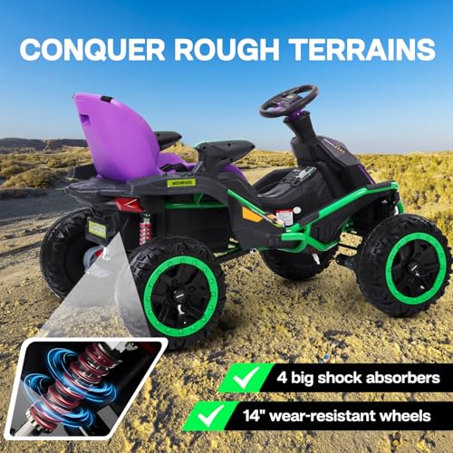 24V Ride on Toy for Big Kids with 4 Motors, Bluetooth Speaker, Adjustable Seat J34962