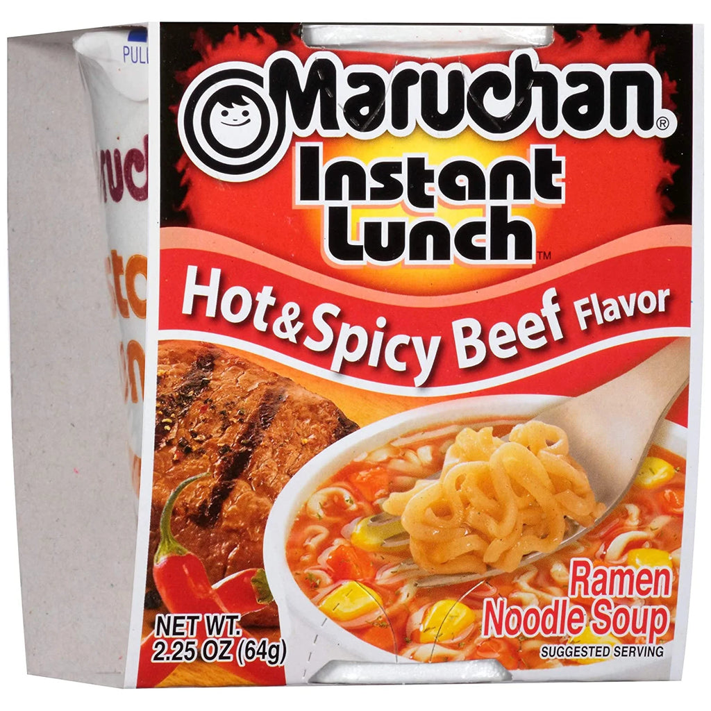 Hot and Spicy Beef Instant Ramen Noodles, 2.25 oz Cup, 24 Pack M9779