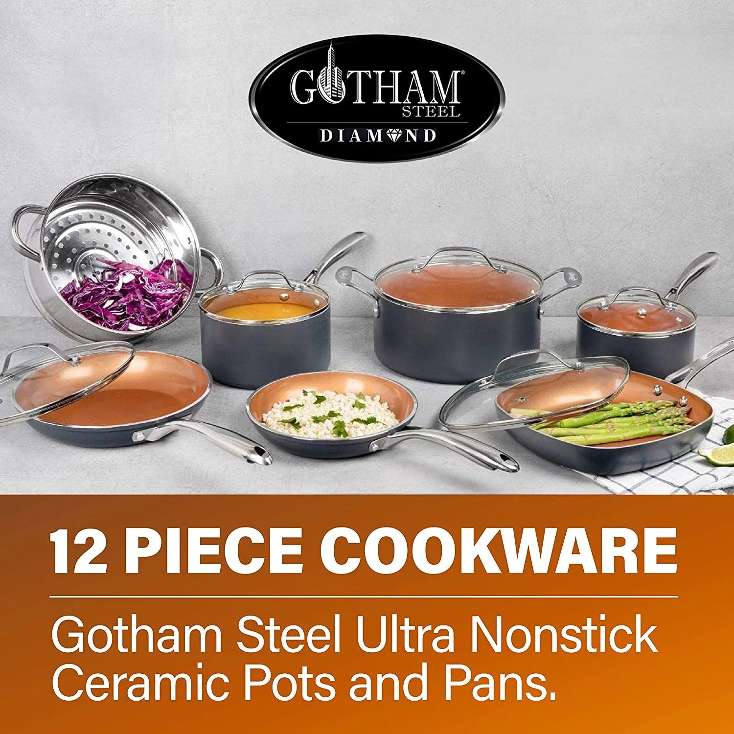 12 Piece Non-Stick Cookware Set with Skillets, Fry Pans and Stock Pots S98131