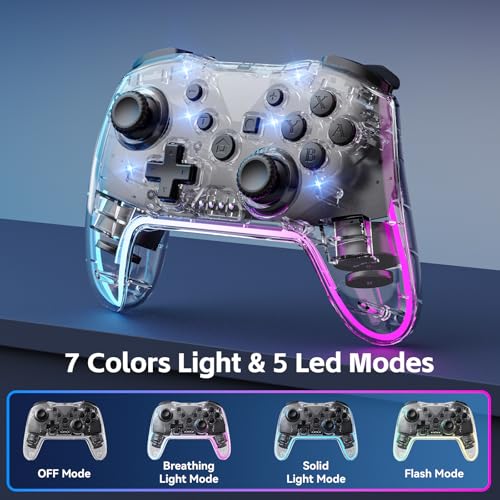 Wireless Controller for Switch, PC, Android, iOS with RGB Lighting U4373