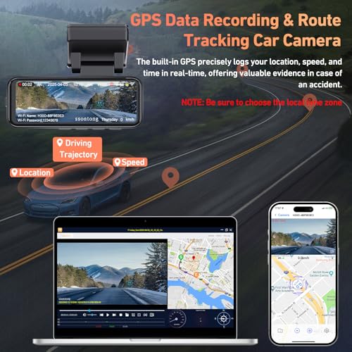 4K Dash Cam Front and Rear with WiFi GPS, 3.2" Screen, Night Vision O3771