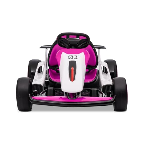Kids Go Kart, 24V Electric Drift Car with Dual 200W Motors, 2-Speed, White B188186