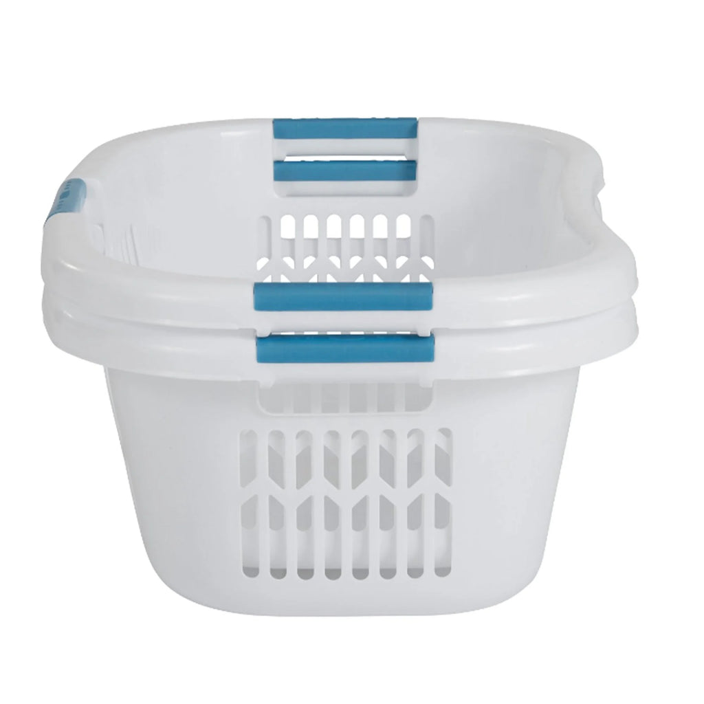 Large Portable Plastic Laundry Basket, White H29093