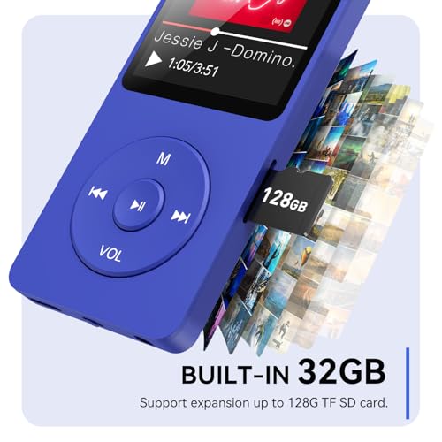 MP3 Player with Bluetooth 5.3, 1.8 Inch Screen, FM Radio, Voice Recorder I138