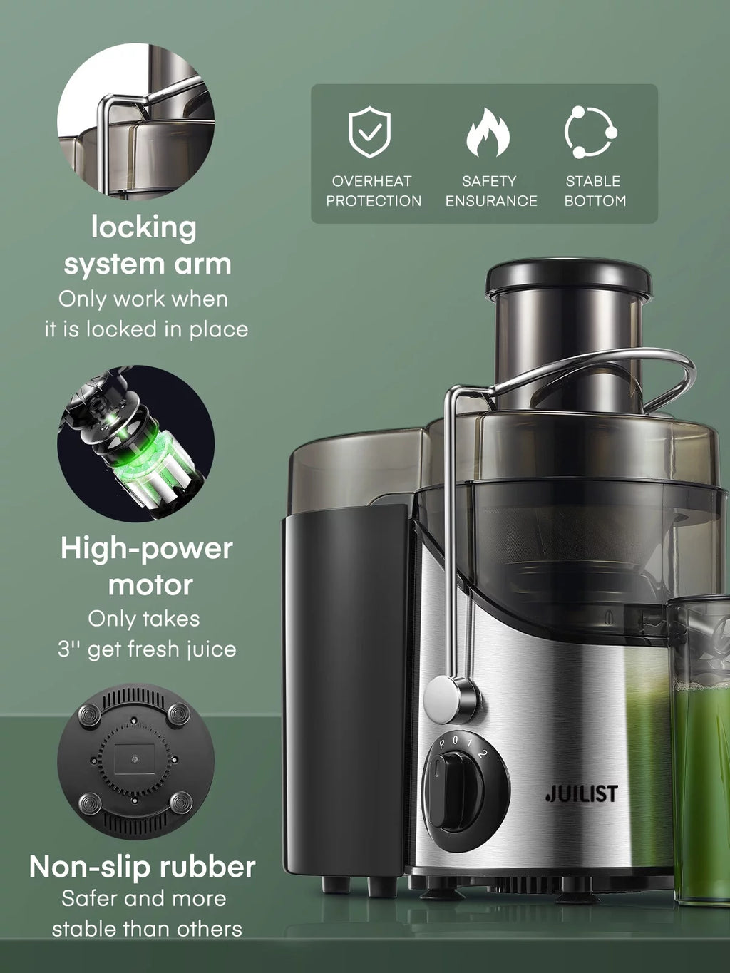 Juicer Machine with 3" Feed Chute, Easy to Clean, Black E81515
