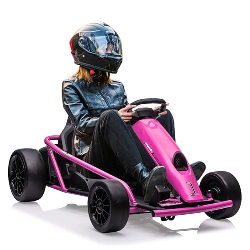 Electric Drift Kart for Kids, 24V Ride On Toy with 2×300W Motors H567371