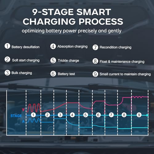 12V 24V 10-Stage Smart Battery Charger and Maintainer B154