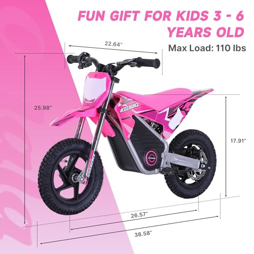 Electric Dirt Bike for Kids Aged 4-8, 350W Brushless Motor, 14'' Off-Road Tires, Blue J66927
