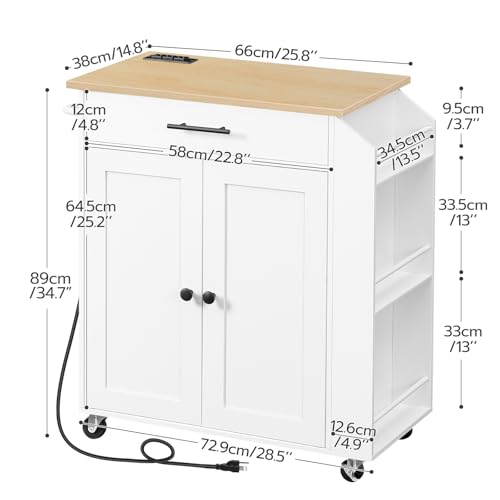 Kitchen Island with Power Outlet and Spice Rack on Wheels D759355