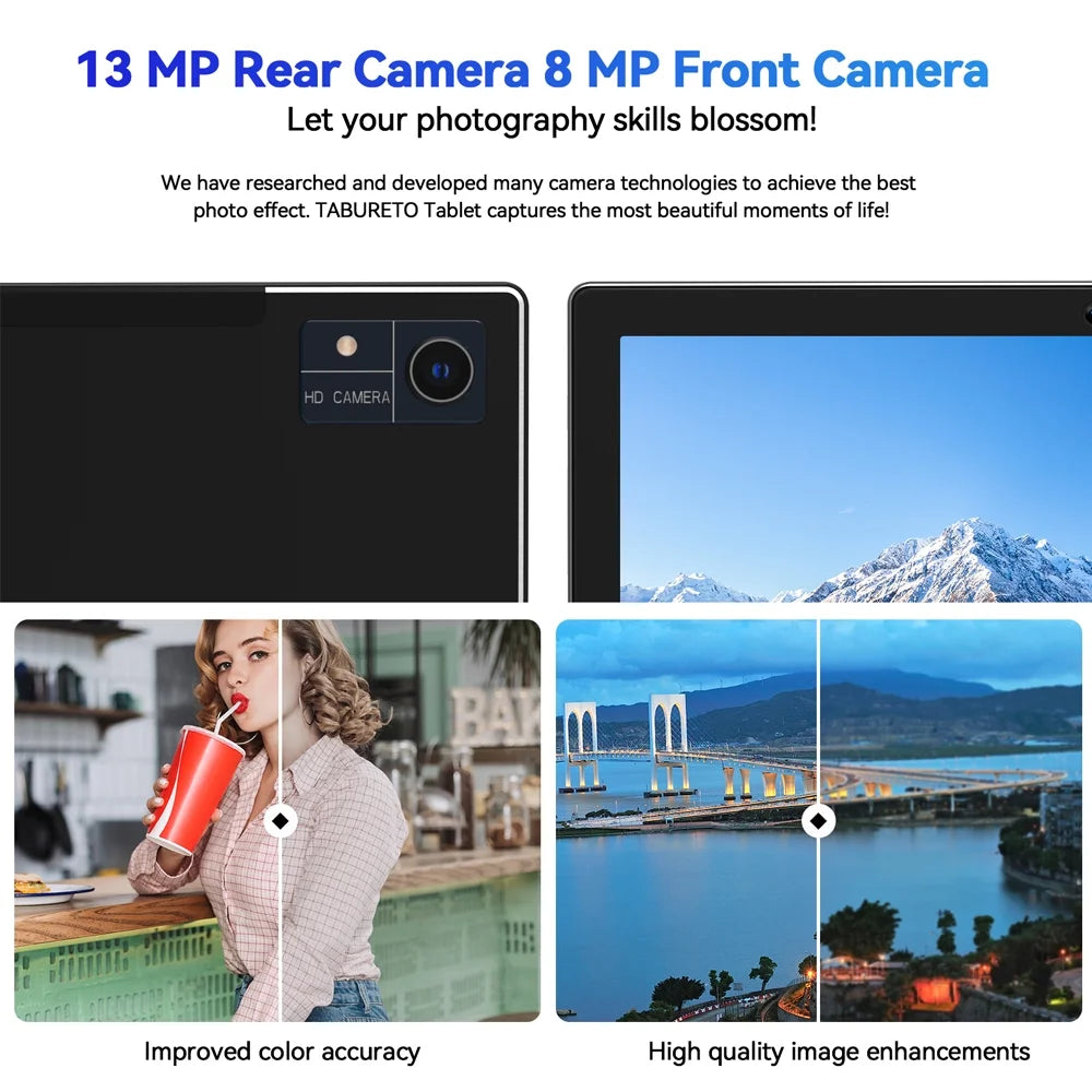 10.1 inch Android 12 Tablet, 16GB RAM 128GB ROM, 8MP+13MP Camera A354