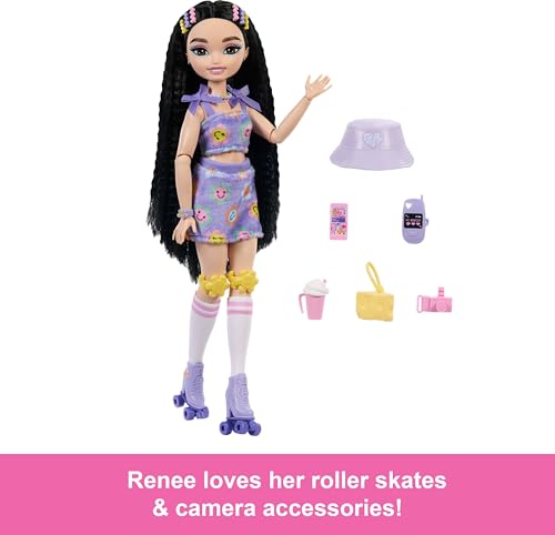 Renee Posable Roller Skating Fashion Doll with Black Hair and Accessories V354174