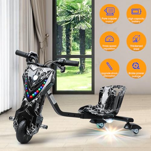 Electric Drift Trike for Kids, Adjustable Seat, 3-Wheel Drift Cart F42023