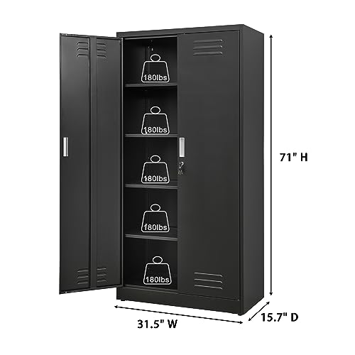 Metal Storage Cabinet with Adjustable Shelves, White W537131