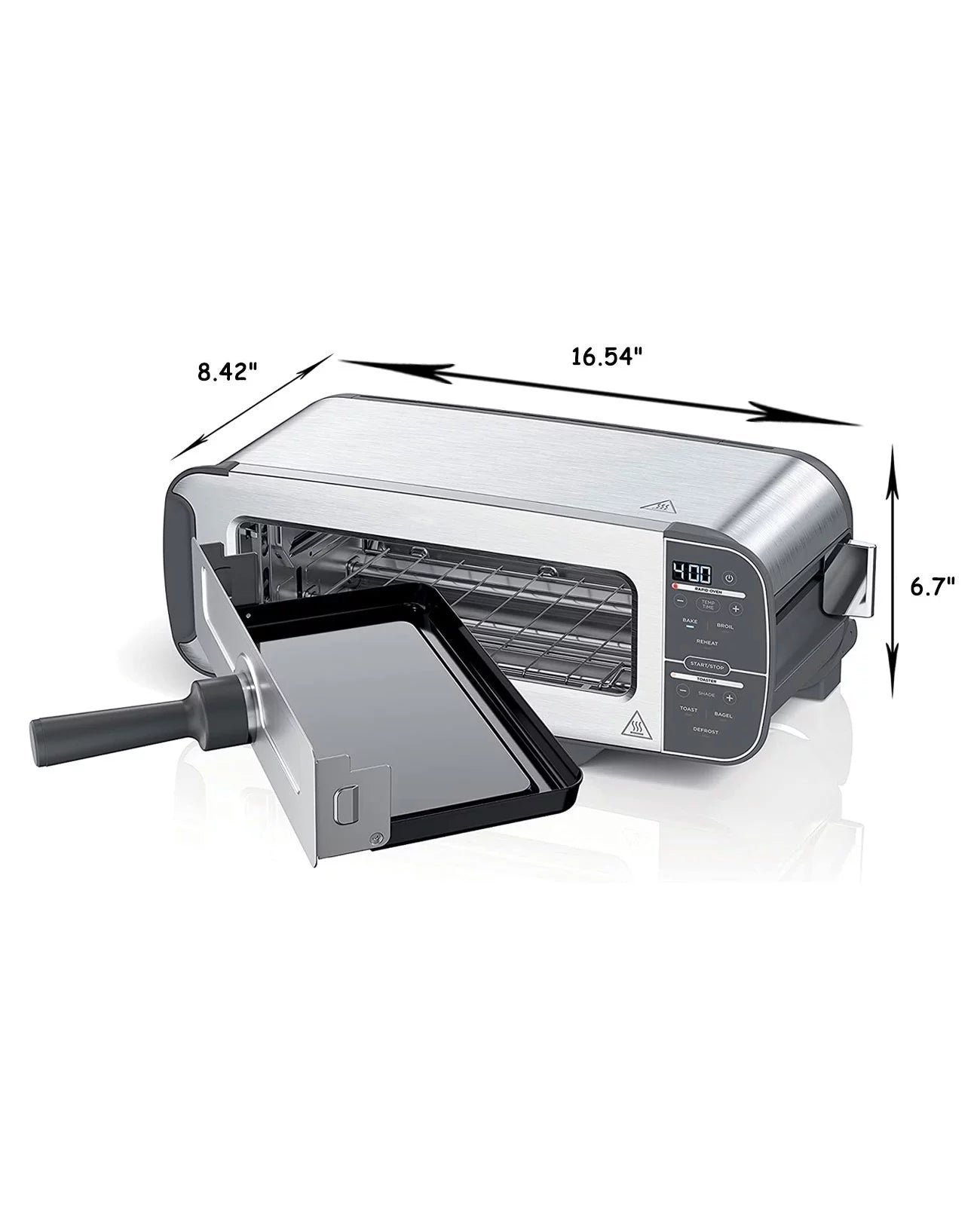 2-in-1 Flip Toaster Oven, Compact 2-Slice, Stainless Steel A284354
