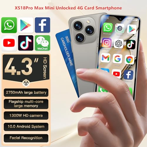 3G Mini Smartphone 3.0 Inch WiFi GPS Quad Core Android 8.1 Palm Phone Slim HD Camera Dual Sim 2GB RAM 16GB Light Blue H59317
