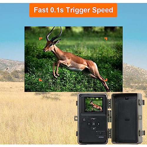 Trail Camera, 64MP 1296p, No Glow Night Vision, Motion Activated Waterproof B8160