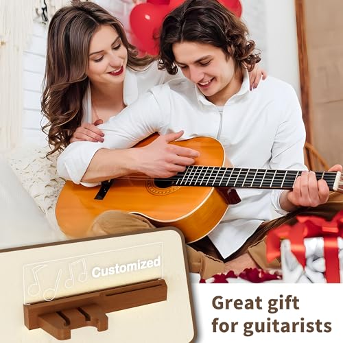 Guitar Wall Mount Stand with LED Lights, Solid Wood & Acrylic, USB-Powered Z93098