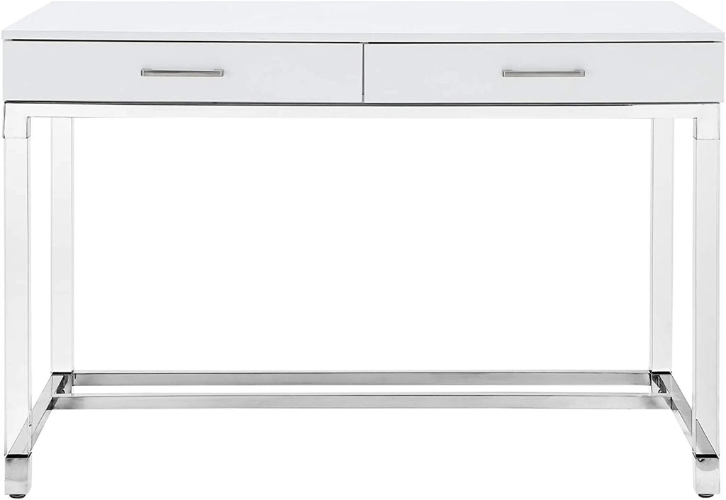 High Gloss 2 Drawers Writing Desk with Acrylic Legs and Chrome Base D431916