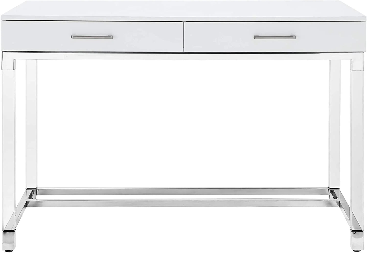 High Gloss 2 Drawers Writing Desk with Acrylic Legs and Chrome Base D431916