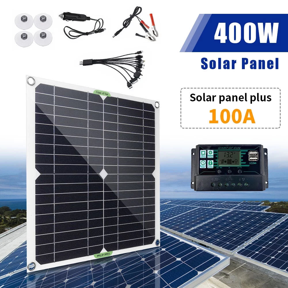 Solar Panel Controller Kit 100A 12V Portable Outdoor Battery Charger W4839