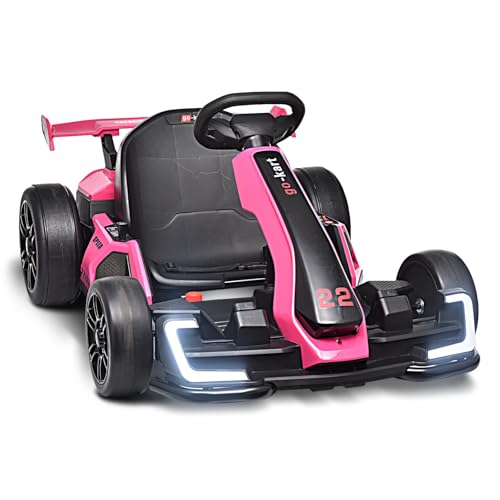 24V Kids Go Kart 300W Electric Drift Kart Outdoor Race Toy with 2X150W Motor, 7AH Battery, Green R238