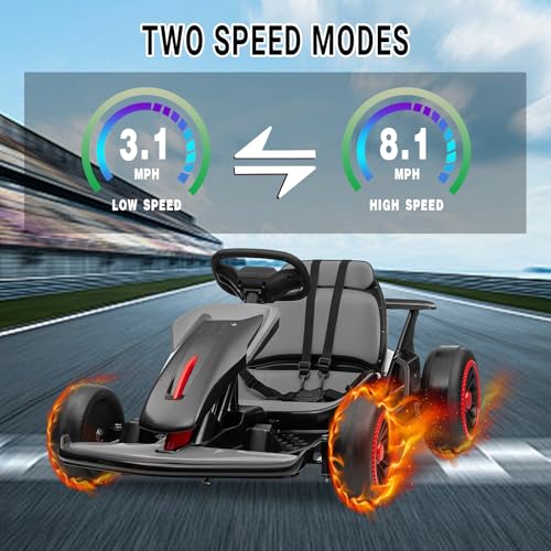 Kids Go Kart, 24V Electric Drift Car with Dual 200W Motors, 2-Speed, White B188186