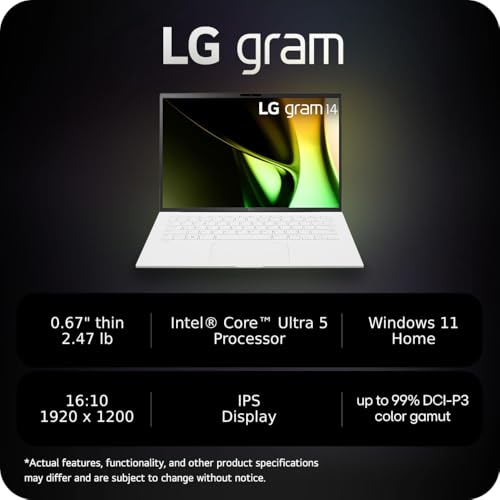 14-Inch Lightweight Laptop Intel Evo Edition Core Ultra 5 8GB RAM 512GB SSD White H74536