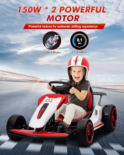 24V Electric Drift Go Kart for Kids 6-12, 2 Speed, Max Load 110lbs G207