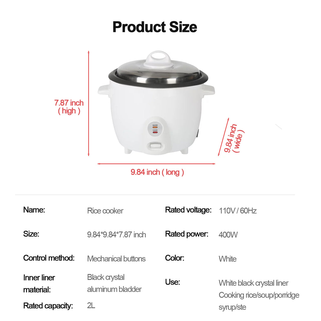 Portable Rice Cooker for Travel, 2L Electric Multifunctional Cooking Machine H406