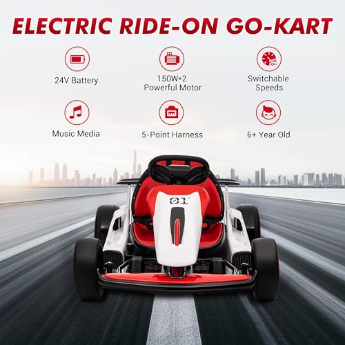 Electric Drift Kart with Adjustable Seat, 24V Ride On Toy for Kids G7951
