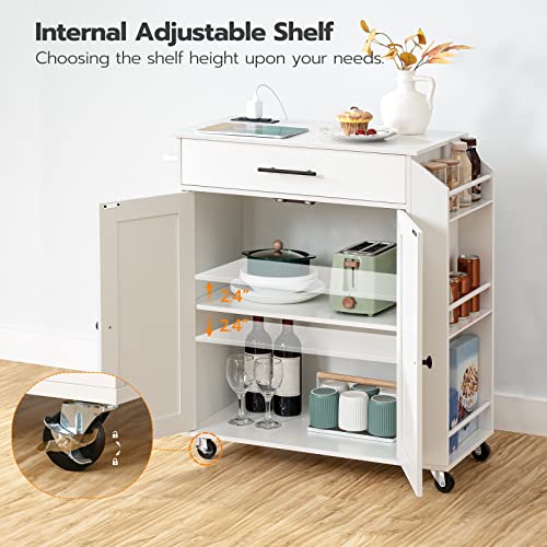 Kitchen Island with Power Outlet and Spice Rack on Wheels D759355