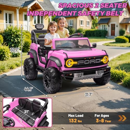 2 Seater Ride On Car for Kids, 24v Electric Truck with Remote Control, Blue O82727
