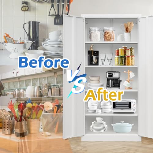 Metal Storage Cabinet with Adjustable Shelves, White W537131