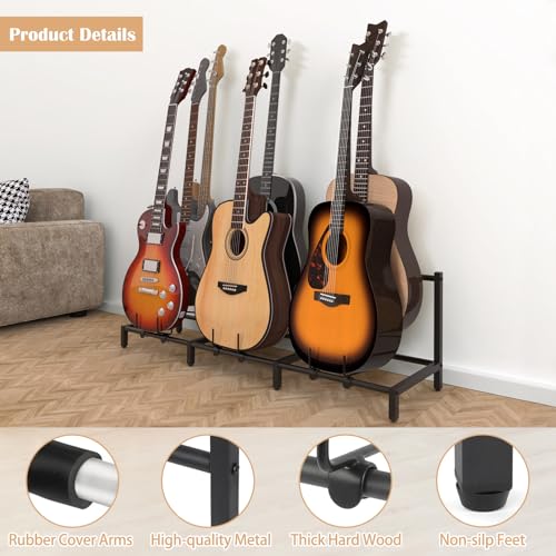 Guitar Rack, 3-Piece Floor Stand with Amp Support, Adjustable Holder for Multiple Instruments X487178
