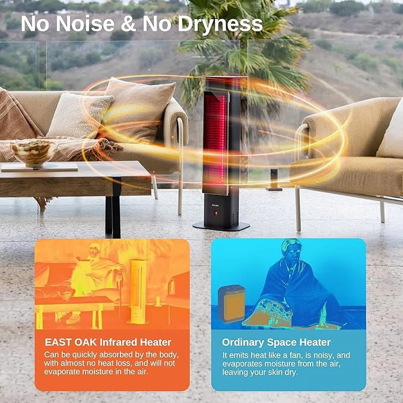 Patio Heater 1500W Infrared Electric Portable Tower X9352