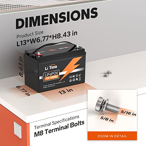 12V 100Ah LiFePO4 Battery Group 31 with Built-in 100A BMS N133