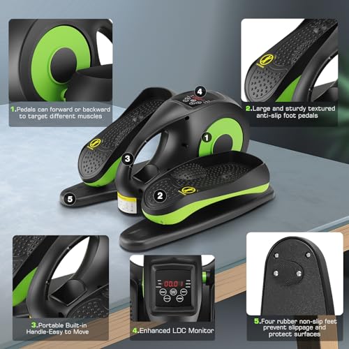Under Desk Elliptical Machine - Quiet Pedal Exerciser for Seniors, Office & Home N263