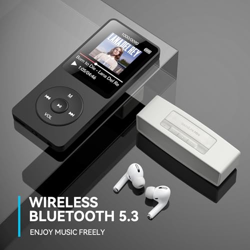MP3 Player with Bluetooth 5.3, 1.8 Inch Screen, FM Radio, Voice Recorder I138