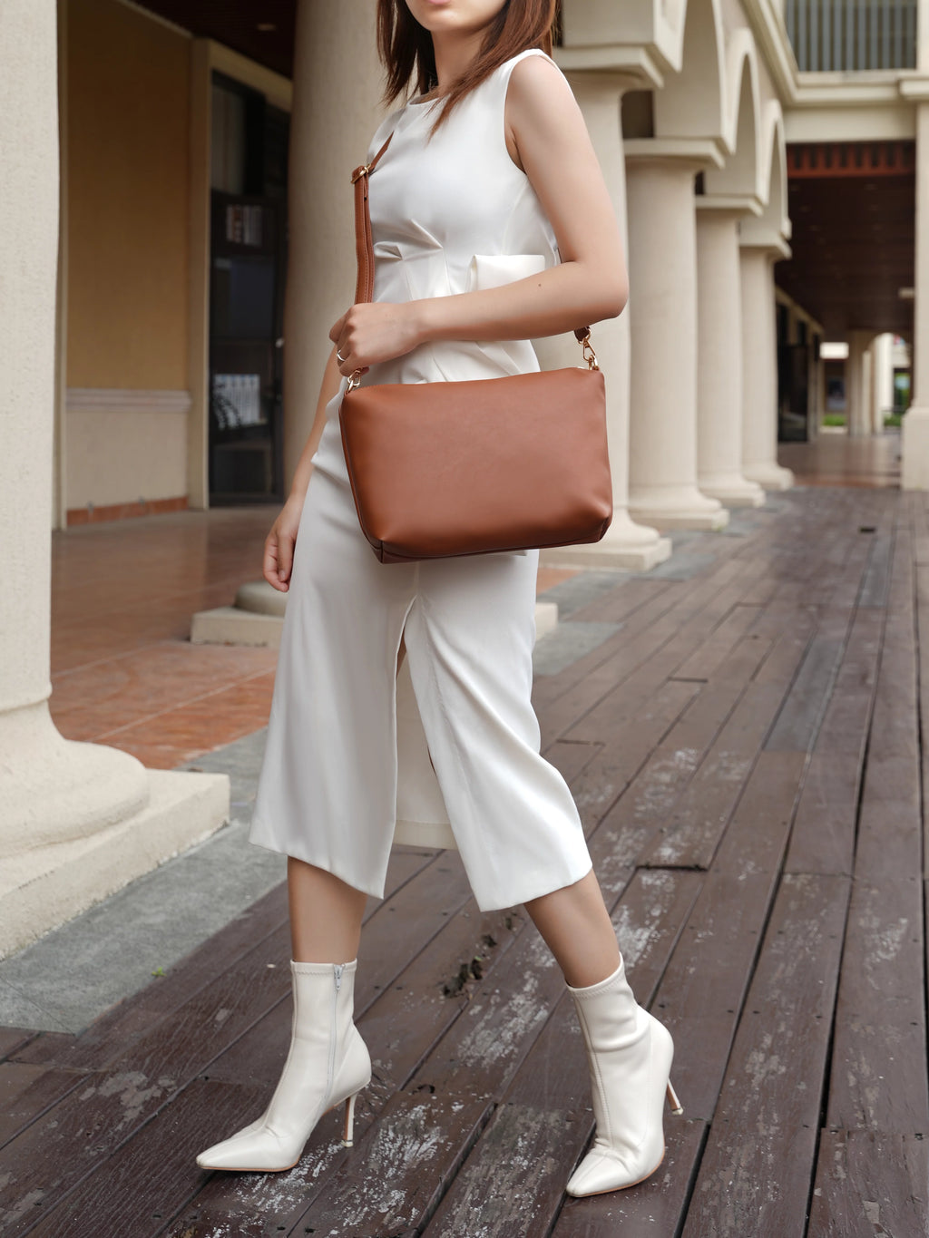 Vegan Leather Women's Shoulder Bag with Crossbody Pouch X4494
