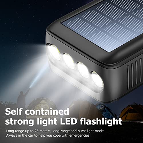 Solar Charger Power Bank 63200mAh, Portable with Dual Outputs and Flashlight J4532